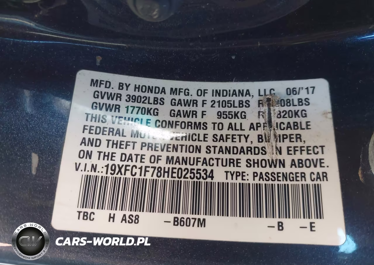 2017 Honda Civic Ex-L VIN:19XFC1F78HE025534 - 9