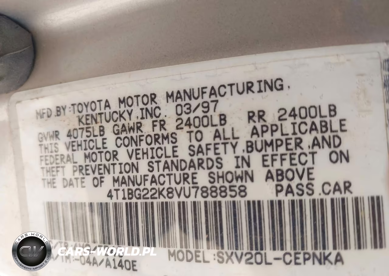 1997 Toyota Camry Le VIN:4T1BG22K8VU788858 - 9