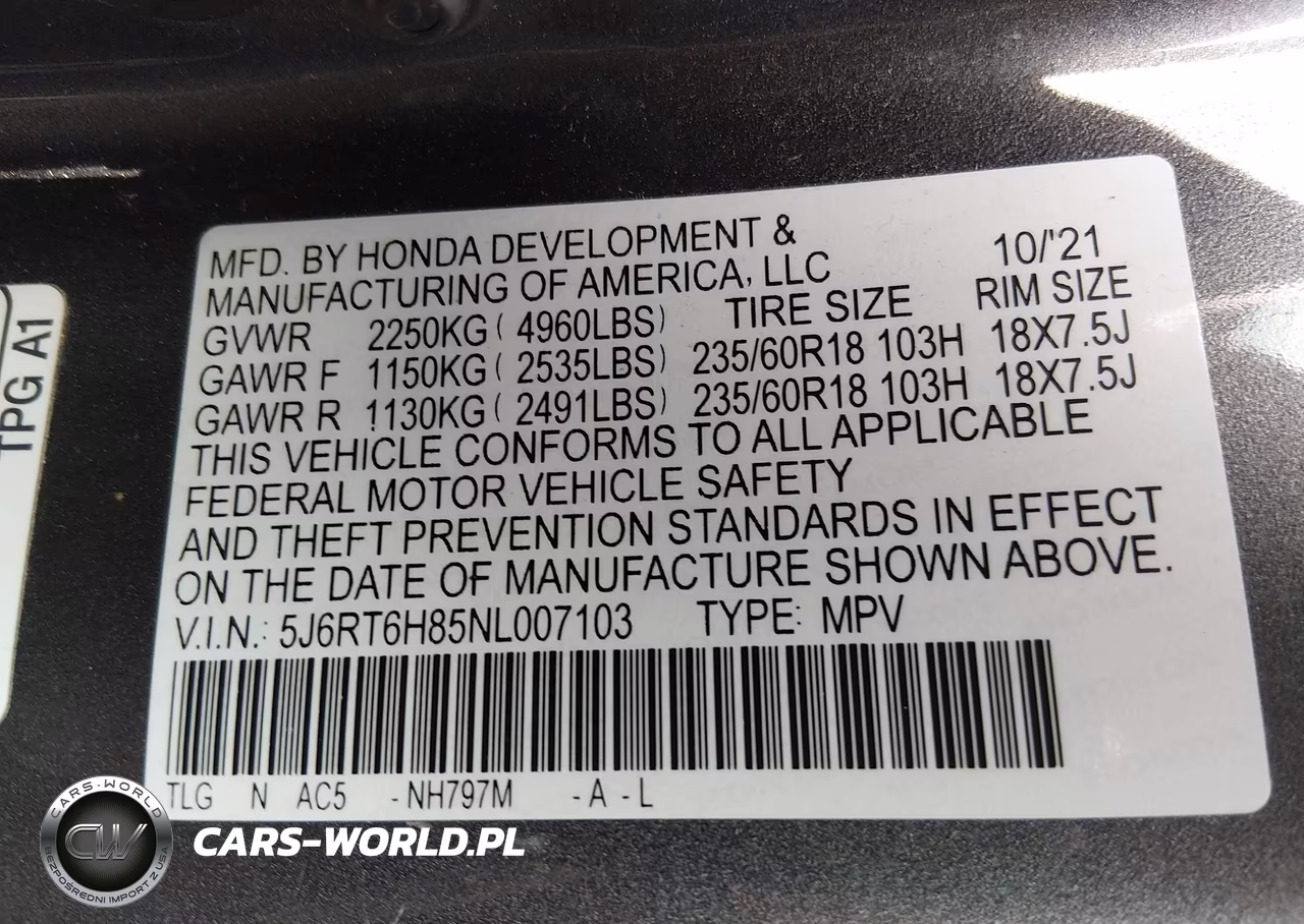 2022 Honda Cr-V Hybrid Ex-L VIN:5J6RT6H85NL007103 - 9