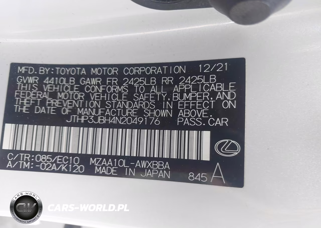 2022 Lexus Ux 200 VIN:JTHP3JBH4N2049176 - 9