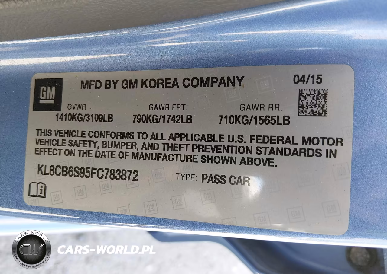 2015 Chevrolet Spark Ls Cvt VIN:KL8CB6S95FC783872 - 9
