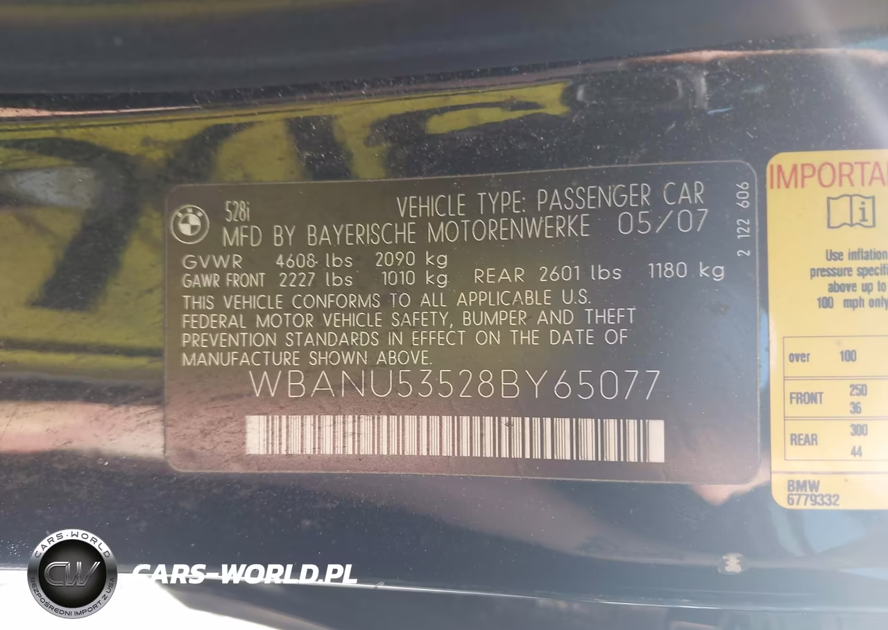 2008 BMW 528I VIN:WBANU53528BY65077 - 9