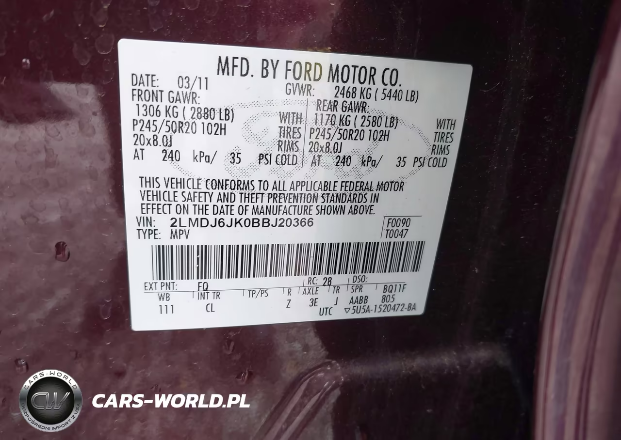 2011 Lincoln Mkx VIN:2LMDJ6JK0BBJ20366 - 9