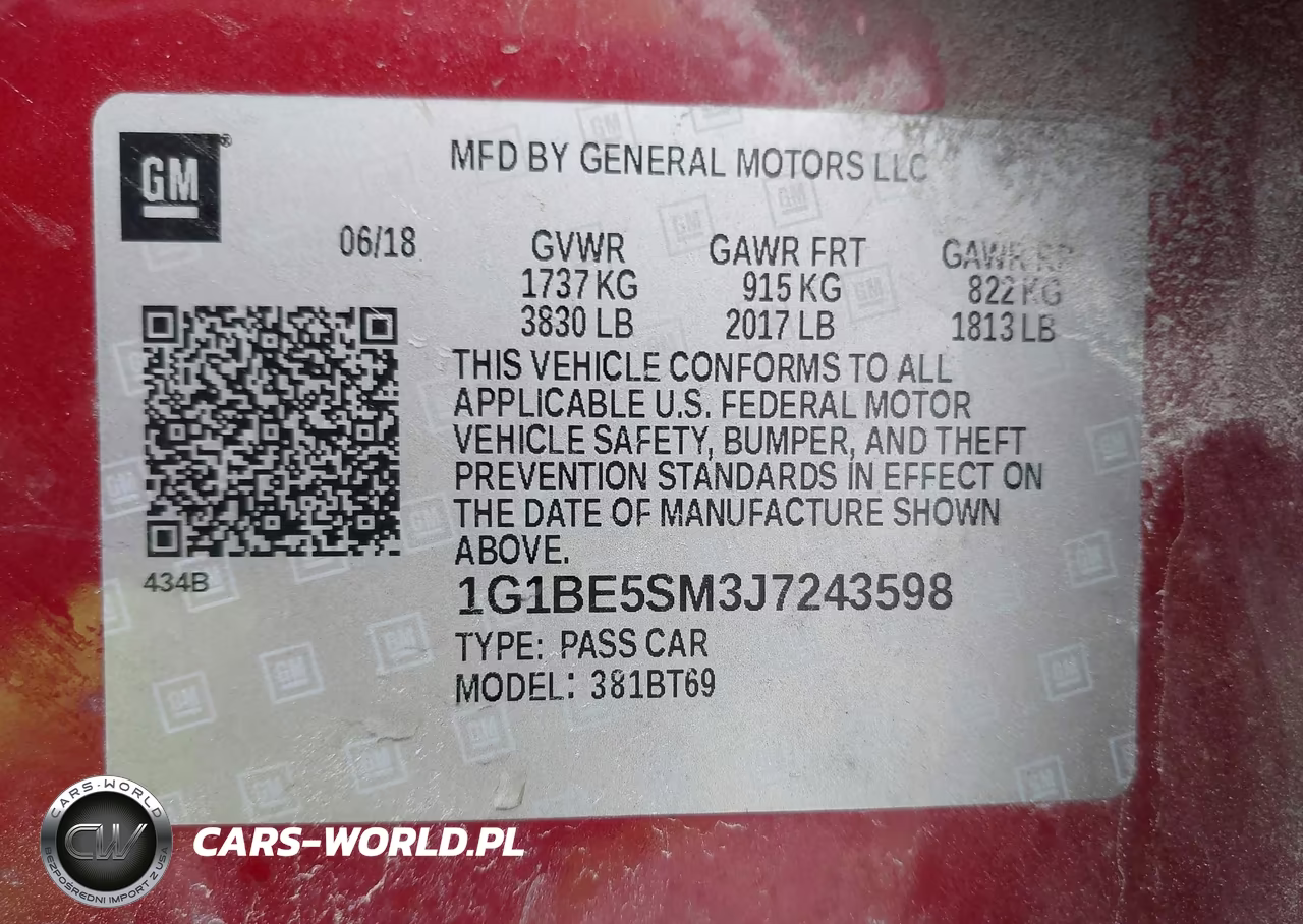2018 Chevrolet Cruze Lt Auto VIN:1G1BE5SM3J7243598 - 9