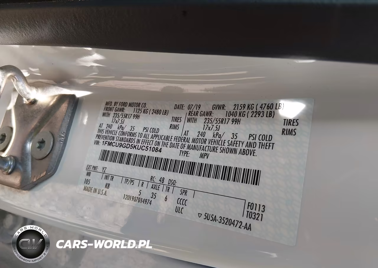 2019 Ford Escape Se VIN:1FMCU9GD5KUC51084 - 9