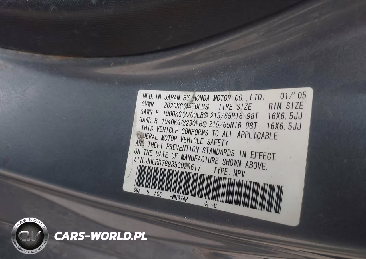 2005 Honda Cr-V Se VIN:JHLRD78985C029617 - 9