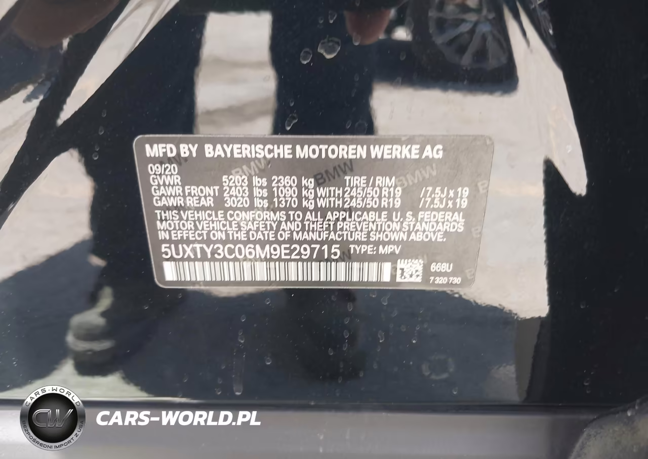 2021 BMW X3 Sdrive30I VIN:5UXTY3C06M9E29715 - 9