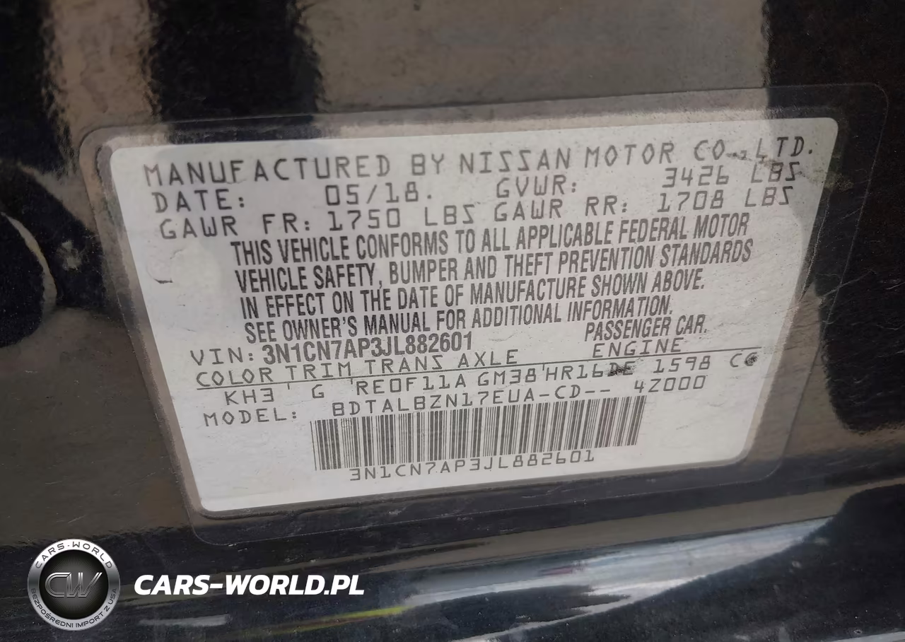 2018 Nissan Versa 1.6 Sv VIN:3N1CN7AP3JL882601 - 9