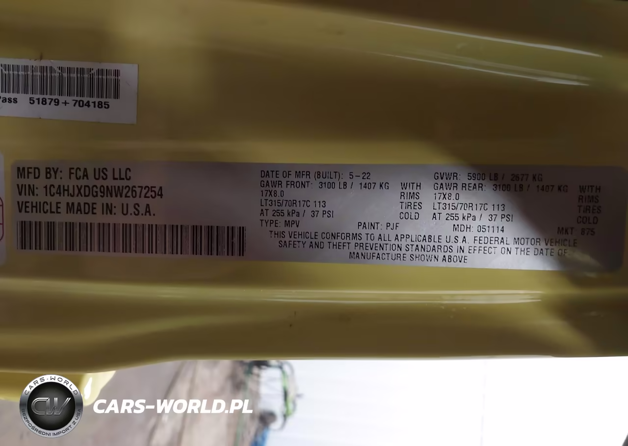 2022 Jeep Wrangler Unlimited High Tide 4X4 VIN:1C4HJXDG9NW267254 - 9