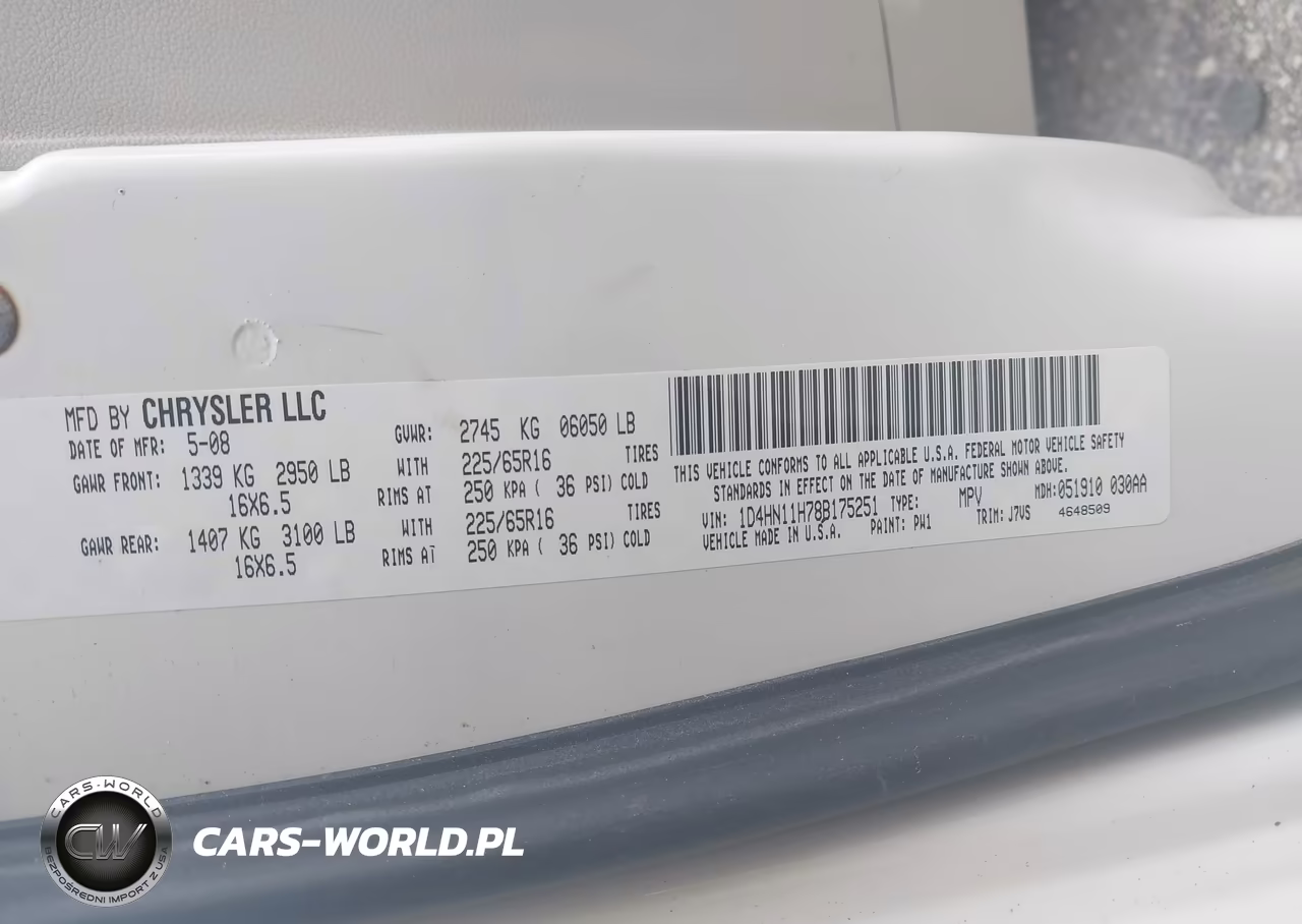 2008 Dodge Grand Caravan Cv VIN:1D4HN11H78B175251 - 8
