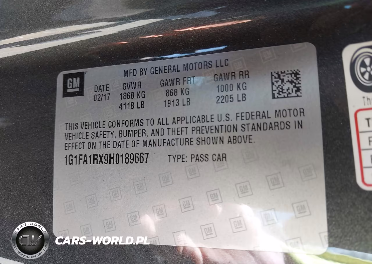 2017 Chevrolet Camaro 1Ls VIN:1G1FA1RX9H0189667 - 9