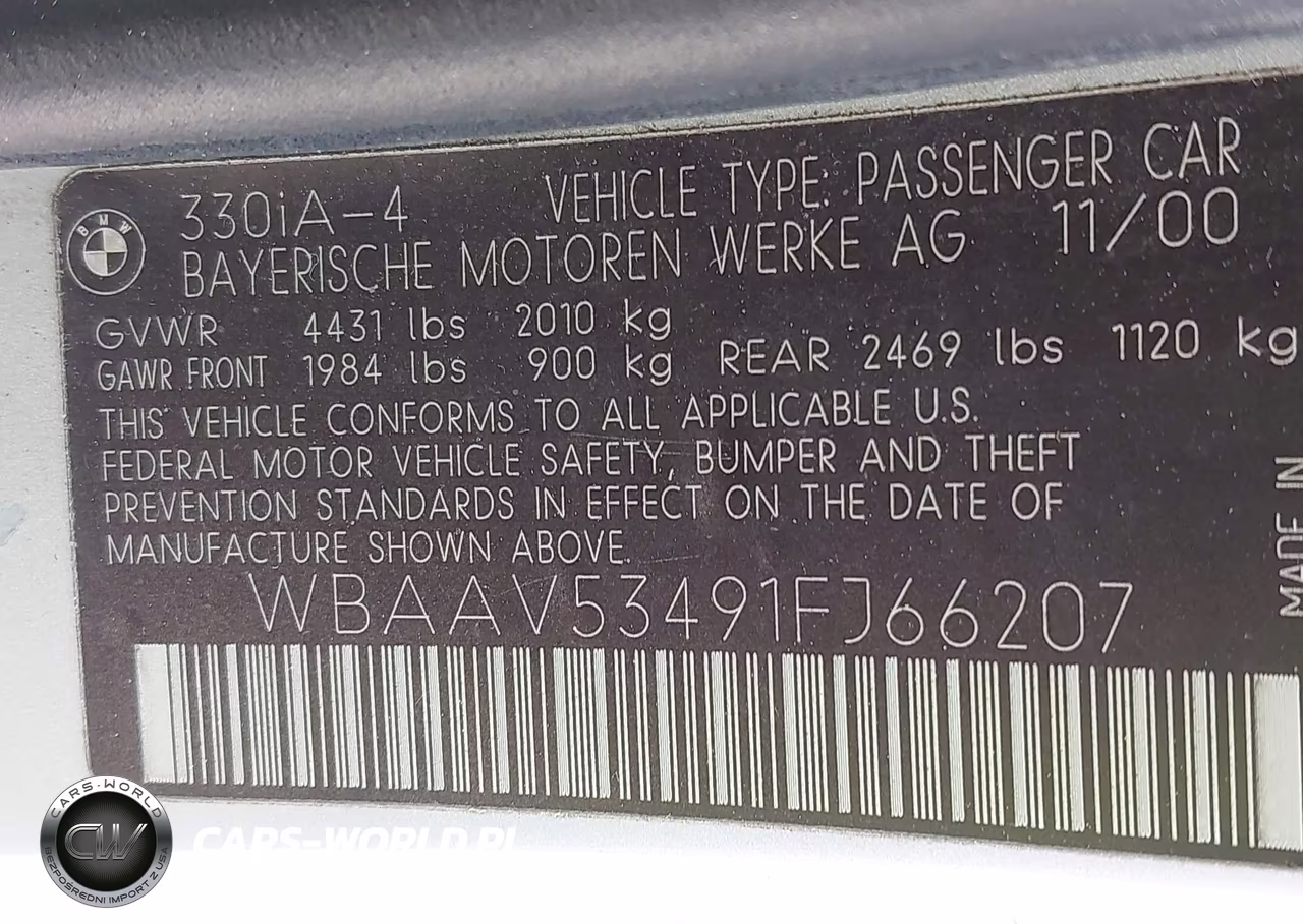2001 BMW 330I VIN:WBAAV53491FJ66207 - 9