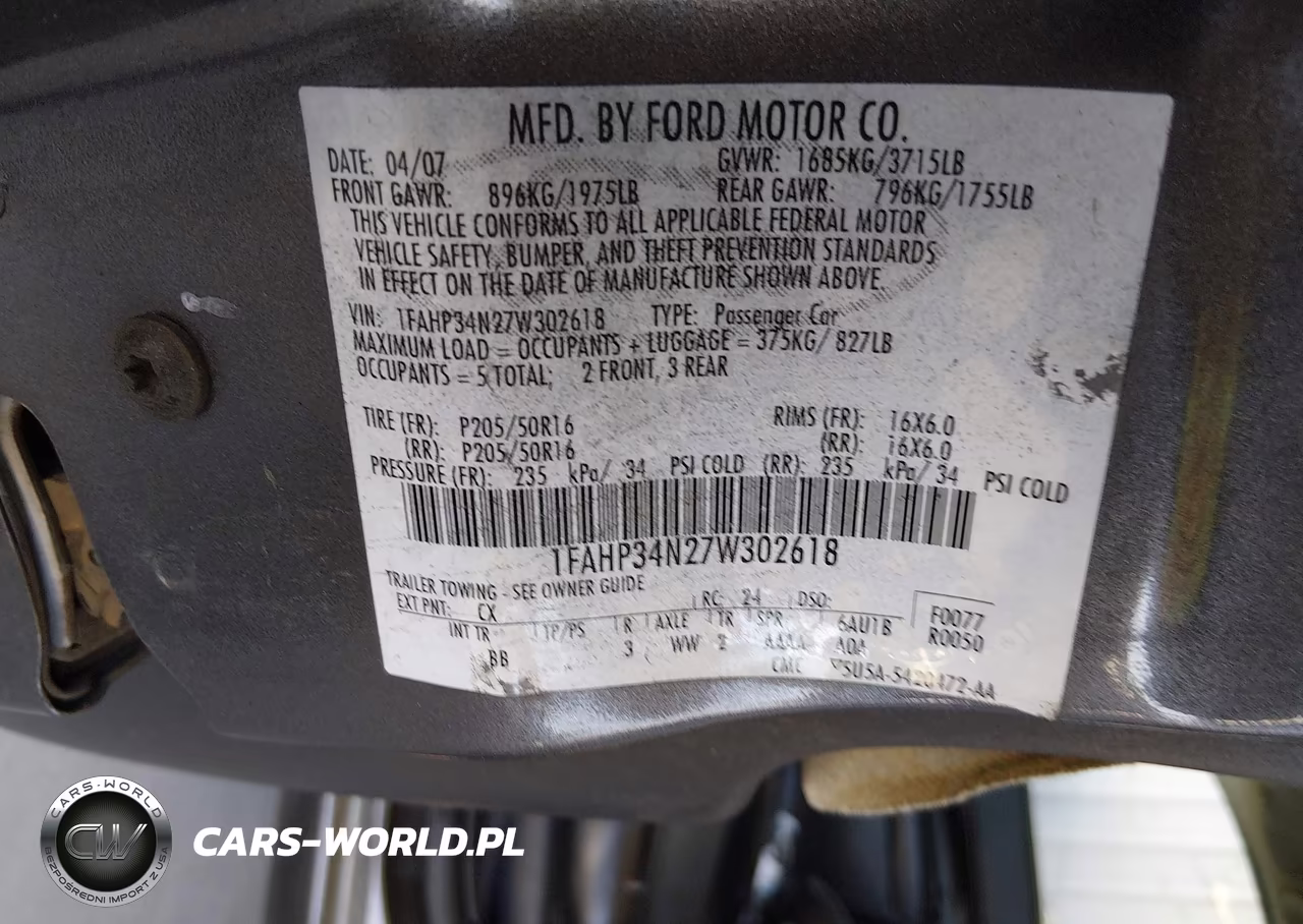 2007 Ford Focus S-Se-Ses VIN:1FAHP34N27W302618 - 9