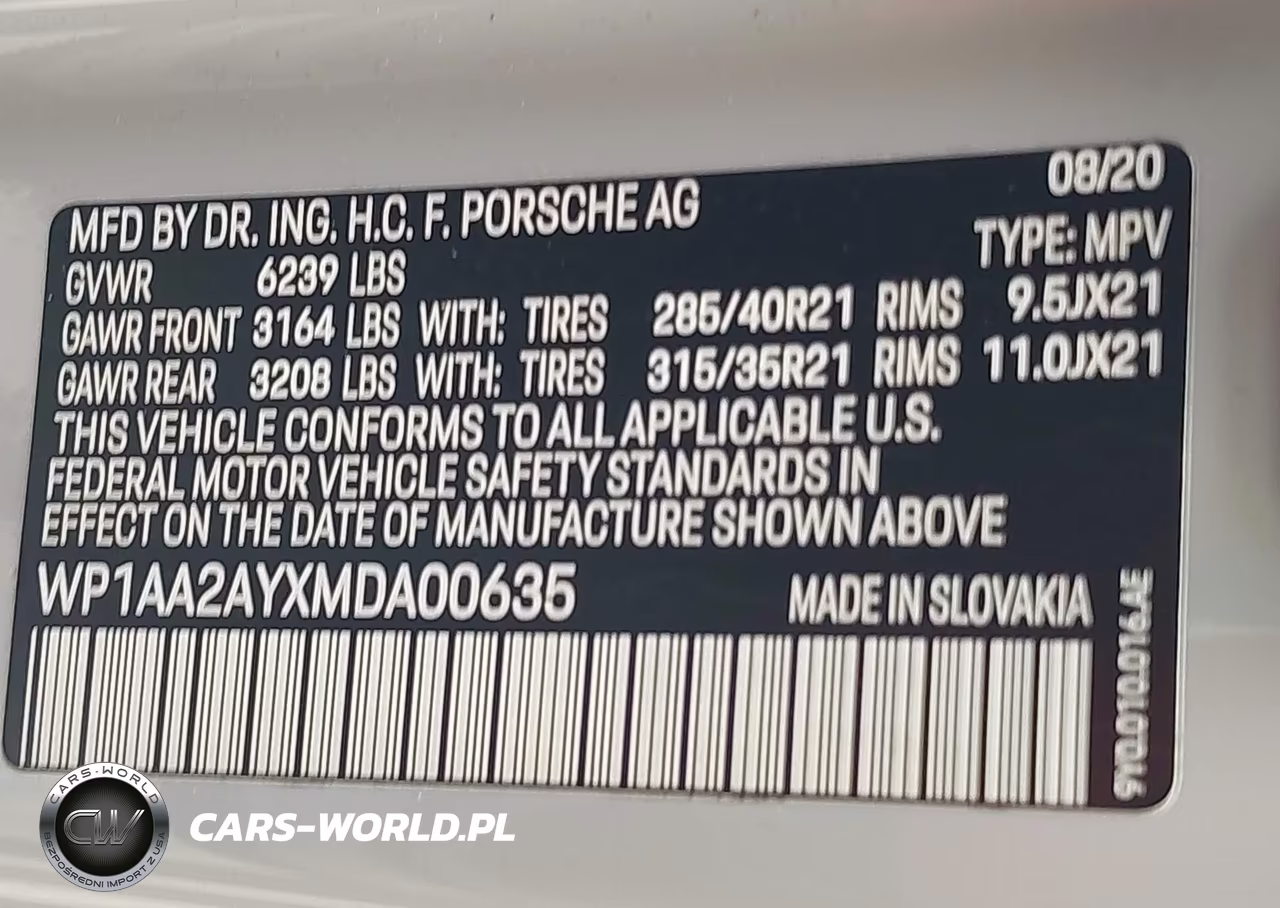 2021 Porsche Cayenne VIN:WP1AA2AYXMDA00635 - 9