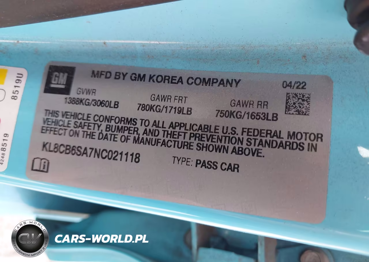 2022 Chevrolet Spark Fwd Ls Automatic VIN:KL8CB6SA7NC021118 - 9