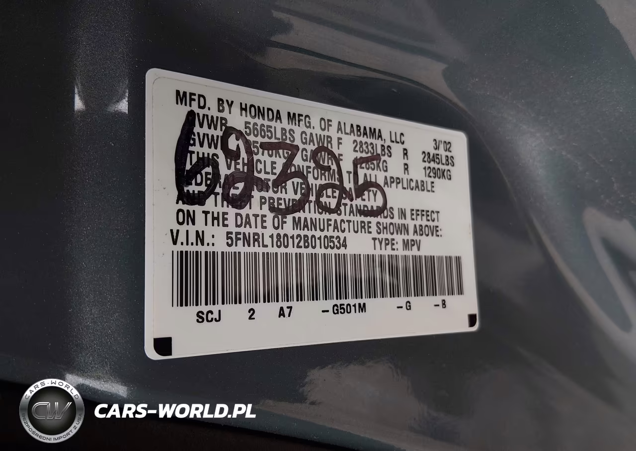2002 Honda Odyssey Ex-L VIN:5FNRL18012B010534 - 9