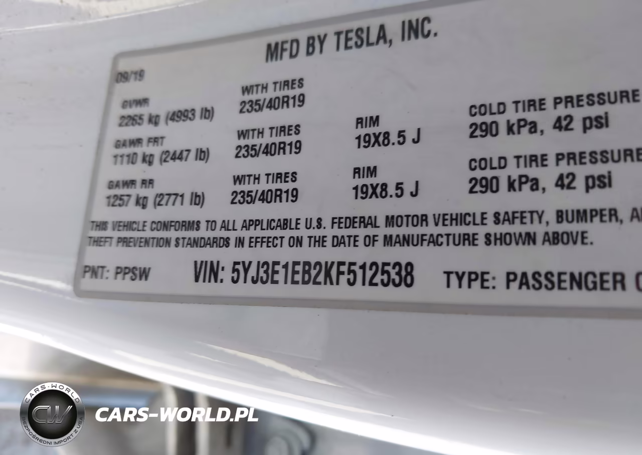 2019 Tesla Model 3 Long Range-Performance VIN:5YJ3E1EB2KF512538 - 9