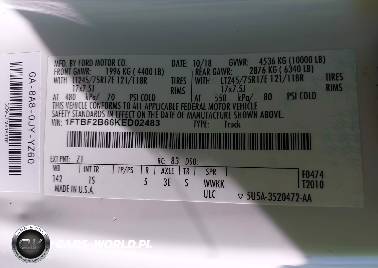 2019 Ford F-250 Xl VIN:1FTBF2B66KED02483 - 9