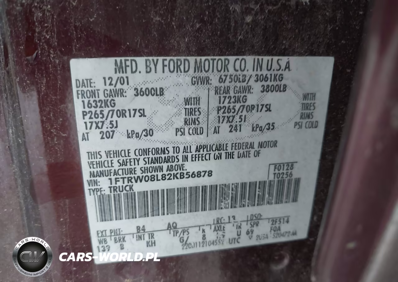 2002 Ford F-150 Lariat-Xlt VIN:1FTRW08L82KB56878 - 9