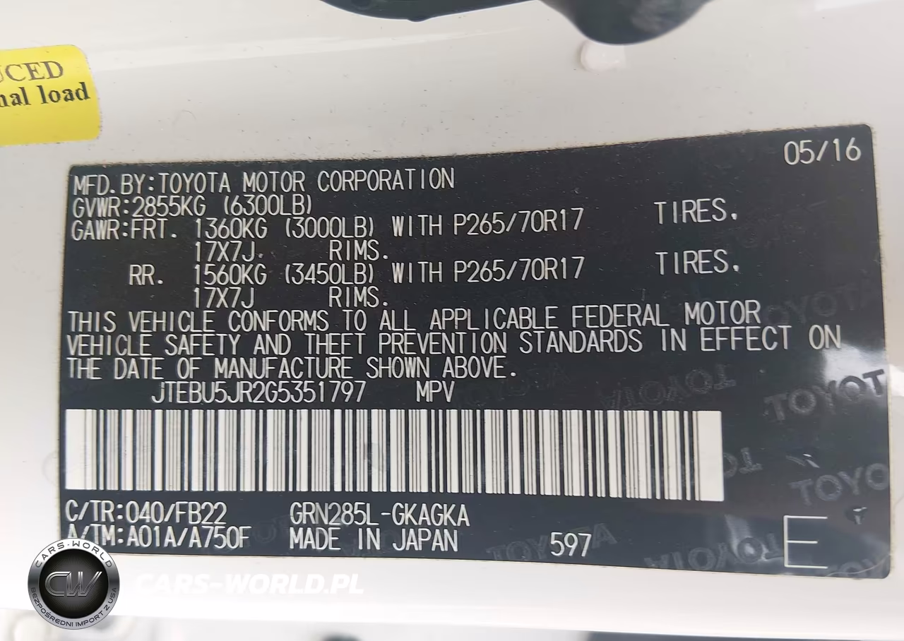 2016 Toyota 4Runner Sr5 VIN:JTEBU5JR2G5351797 - 9