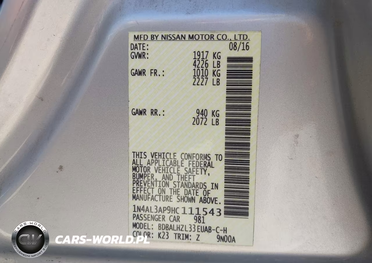 2017 Nissan Altima 2.5 VIN:1N4AL3AP9HC111543 - 9