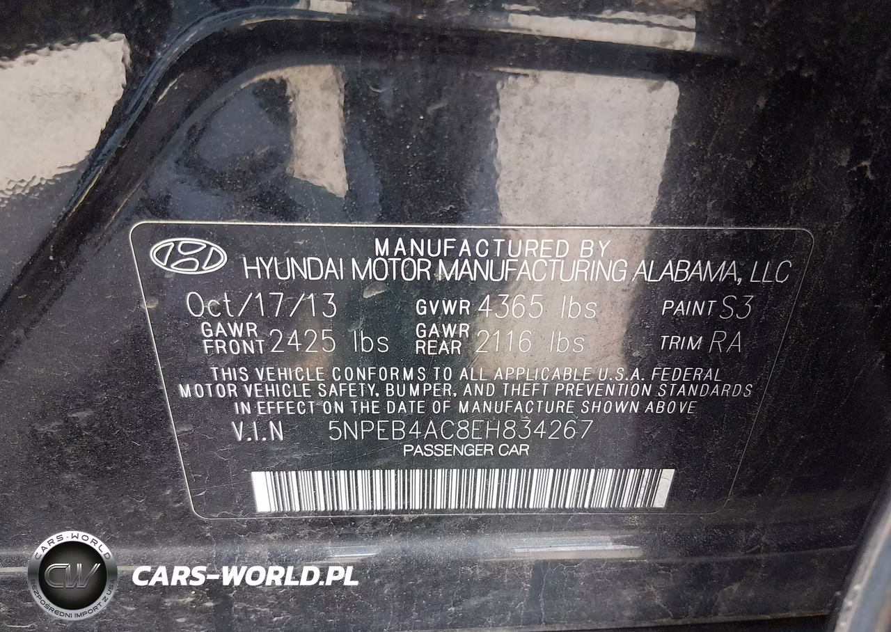 2014 Hyundai Sonata Gls VIN:5NPEB4AC8EH834267 - 9