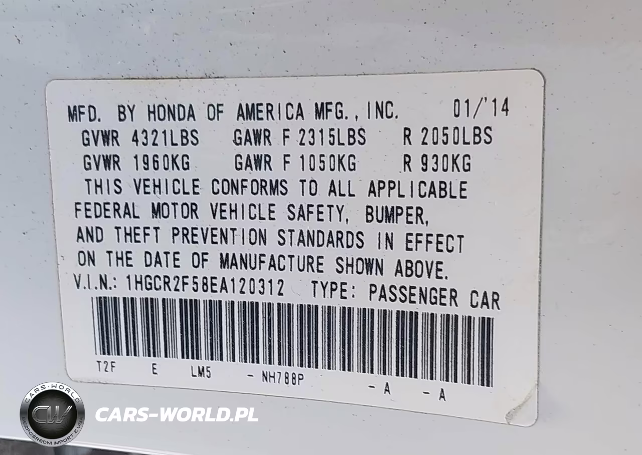 2014 Honda Accord Sport VIN:1HGCR2F58EA120312 - 9