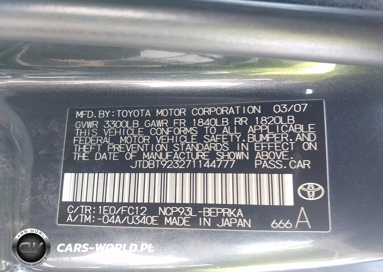2007 Toyota Yaris VIN:JTDBT923271144777 - 9
