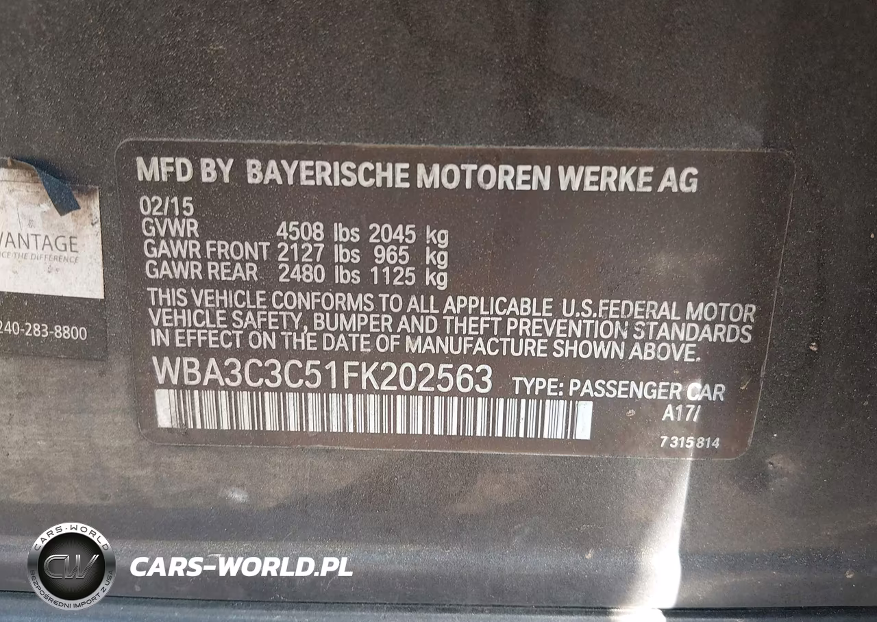 2015 BMW 320I xDrive VIN:WBA3C3C51FK202563 - 9