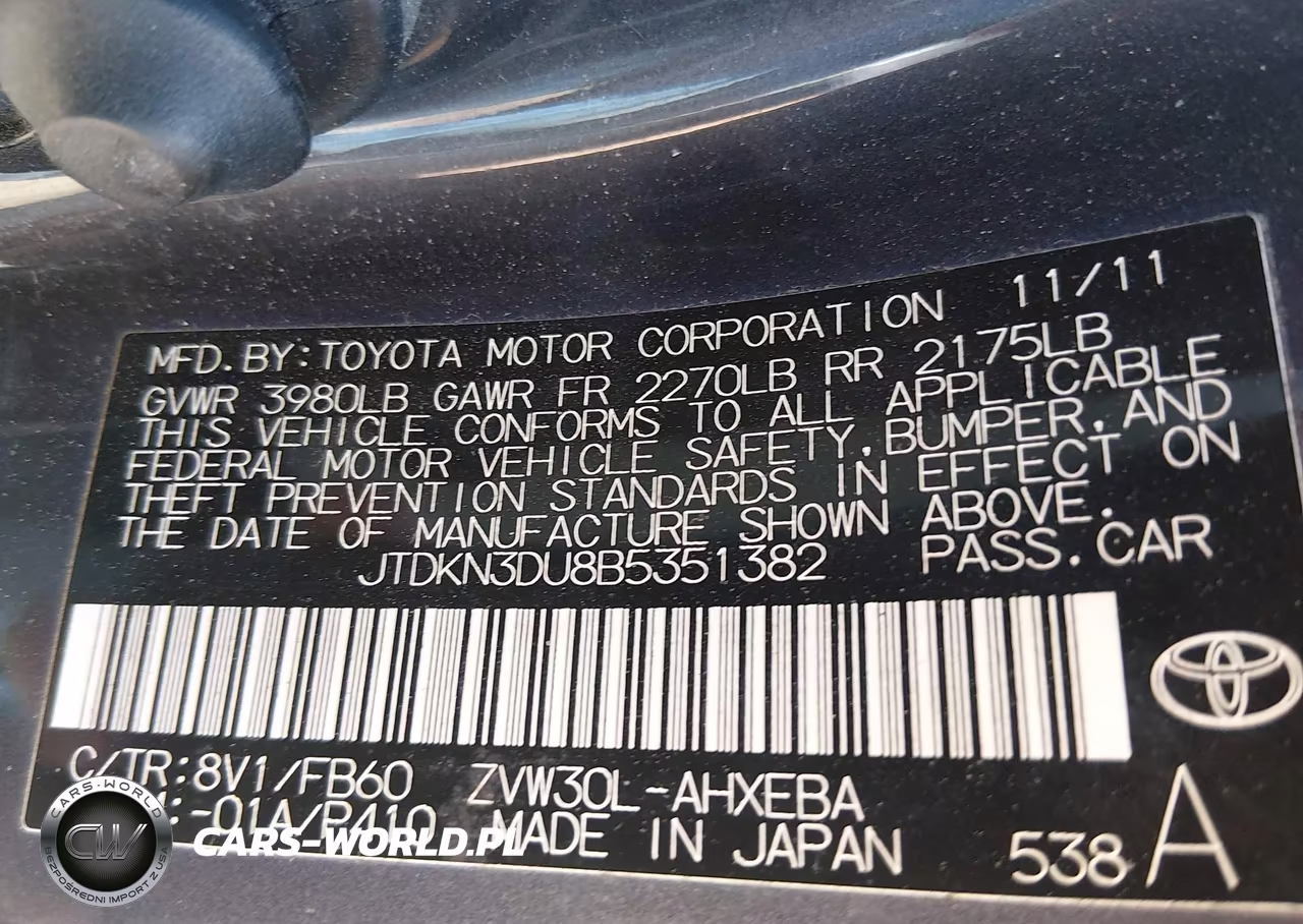 2011 Toyota Prius Two VIN:JTDKN3DU8B5351382 - 9
