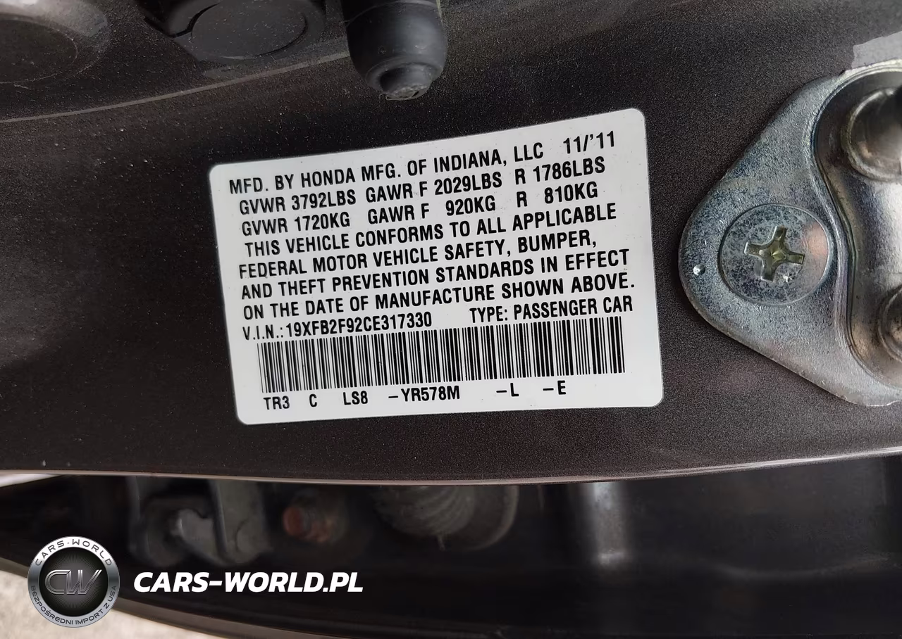 2012 Honda Civic Ex-L VIN:19XFB2F92CE317330 - 9