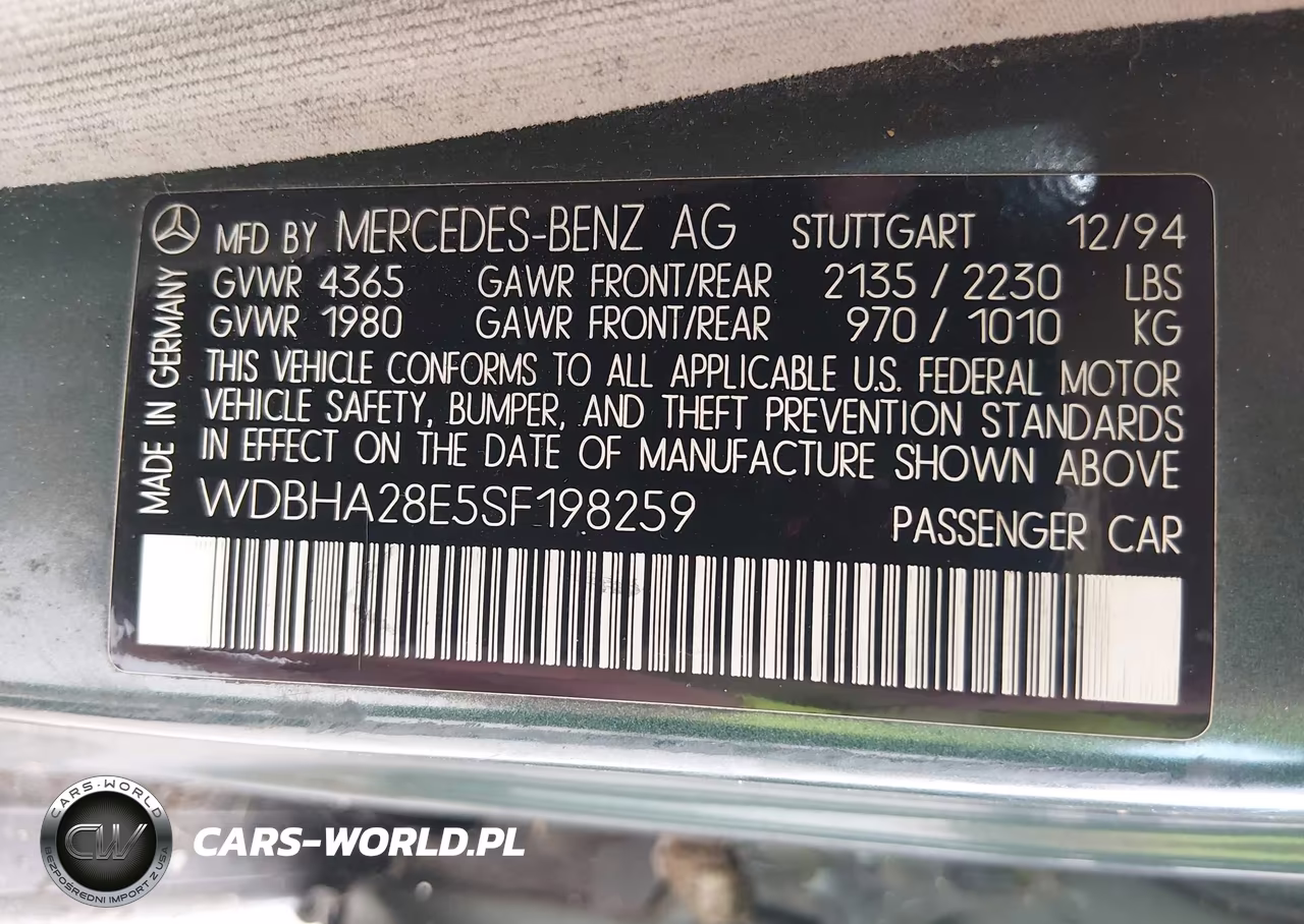 1995 Mercedes-Benz C 280 VIN:WDBHA28E5SF198259 - 9