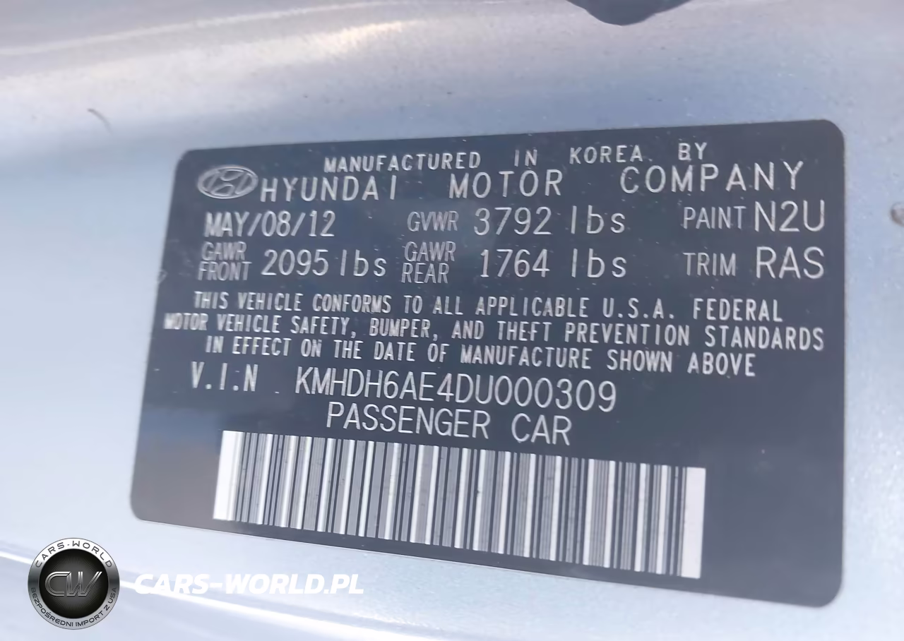 2013 Hyundai Elantra Gs VIN:KMHDH6AE4DU000309 - 9