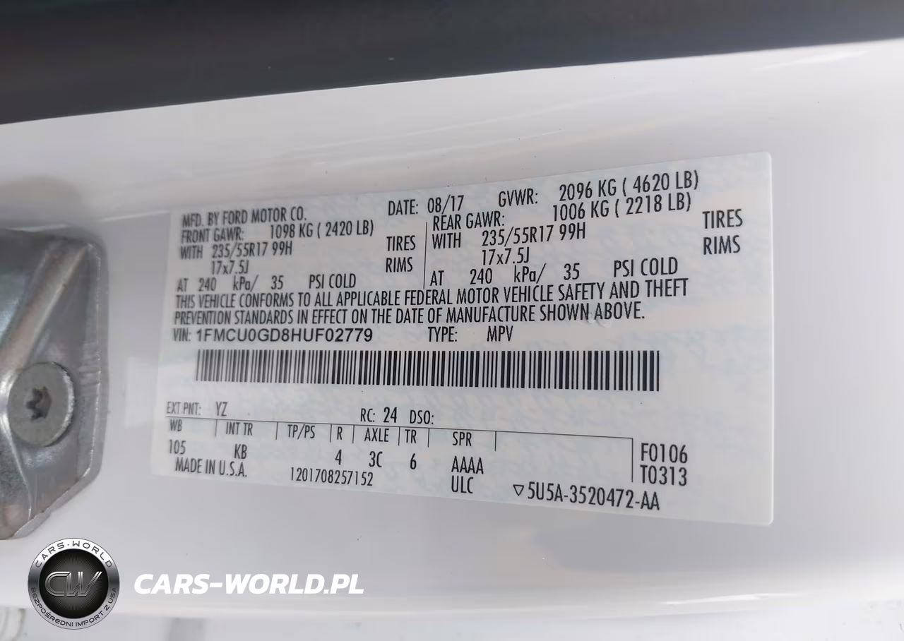 2017 Ford Escape Se VIN:1FMCU0GD8HUF02779 - 9