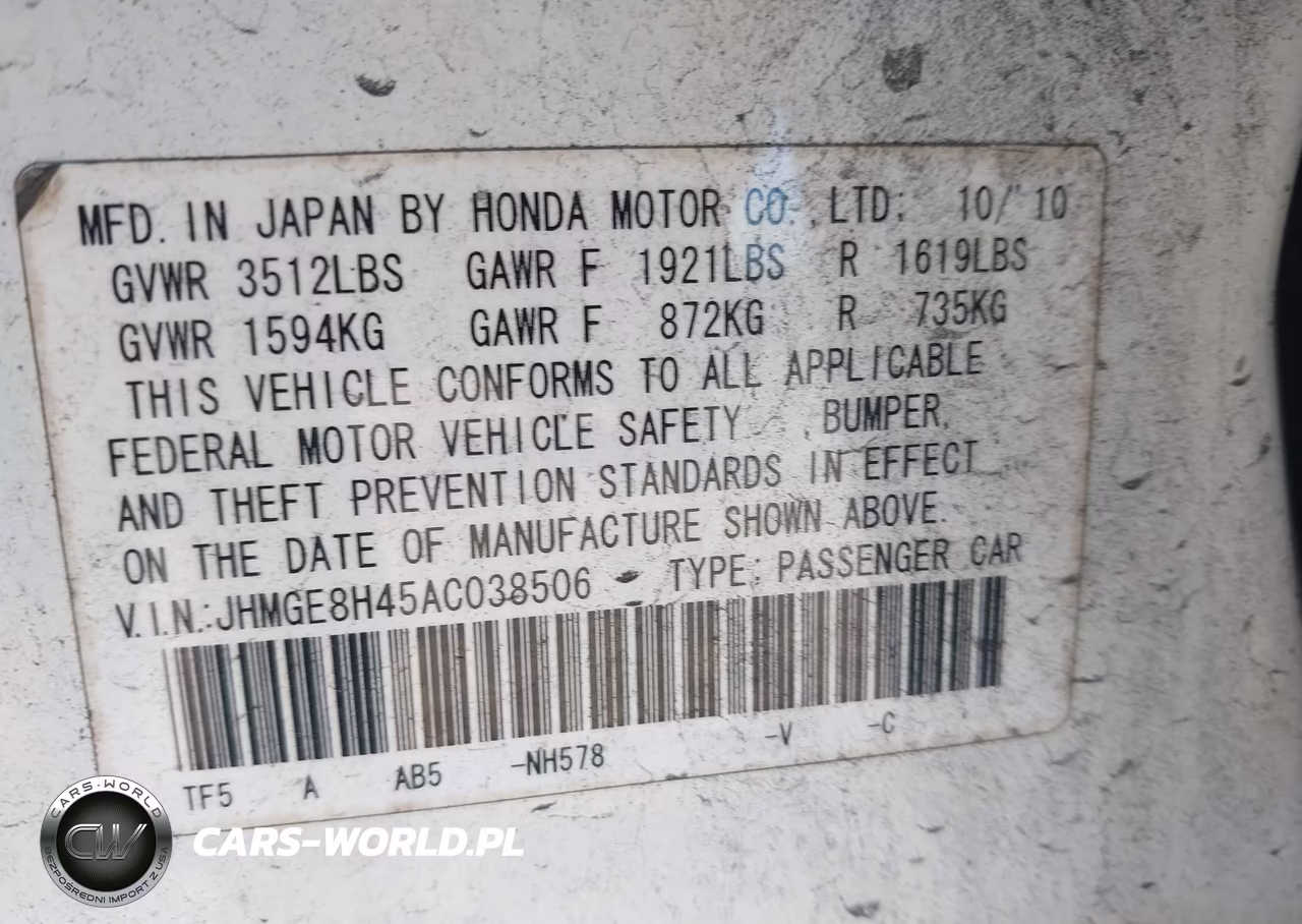 2010 Honda Fit Sport VIN:JHMGE8H45AC038506 - 9