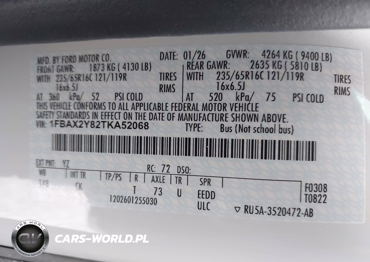 2026 Ford Transit-350 Passenger Van Xlt VIN:1FBAX2Y82TKA52068 - 9