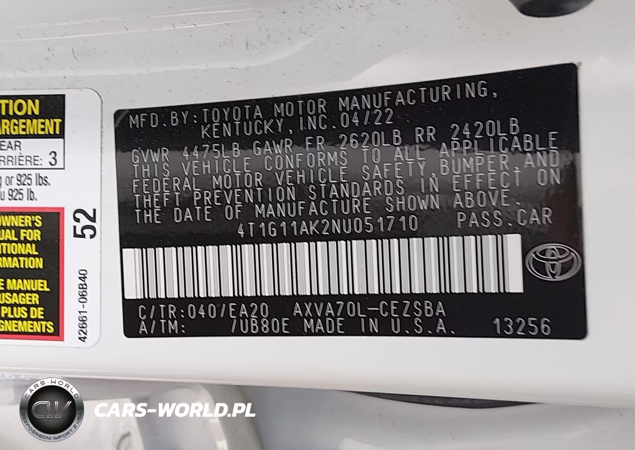 2022 Toyota Camry Se VIN:4T1G11AK2NU051710 - 9