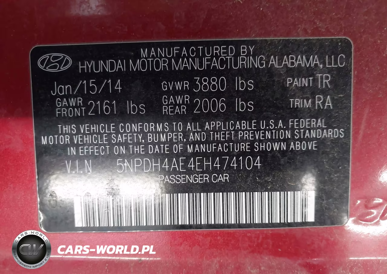 2014 Hyundai Elantra Limited VIN:5NPDH4AE4EH474104 - 9