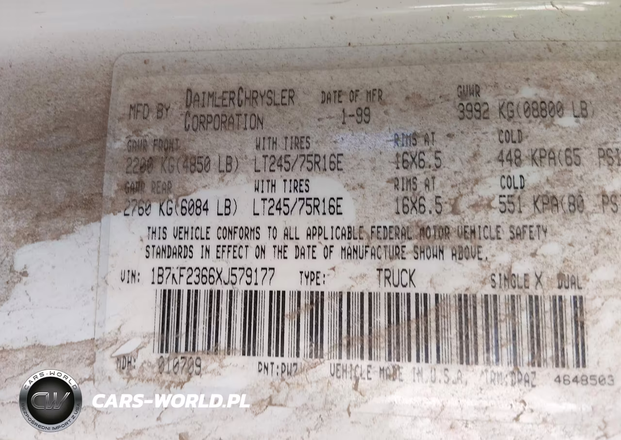 1999 Dodge Ram 2500 St VIN:1B7KF2366XJ579177 - 9