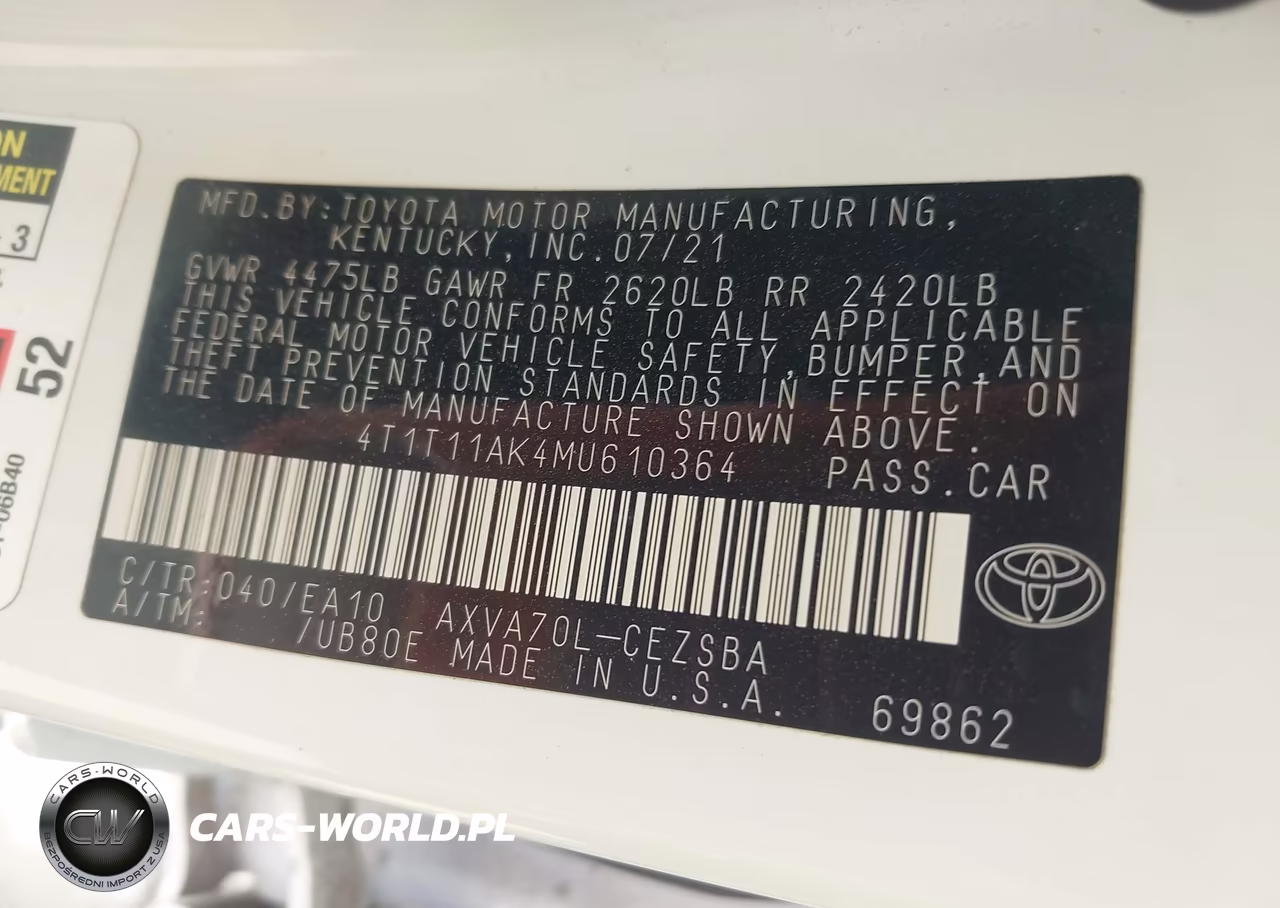 2021 Toyota Camry Se VIN:4T1T11AK4MU610364 - 9