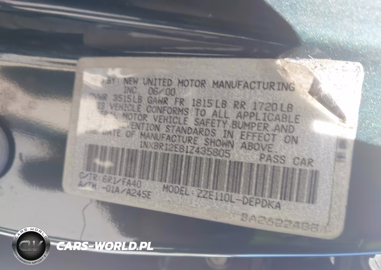 2001 Toyota Corolla Le VIN:1NXBR12E81Z435805 - 9