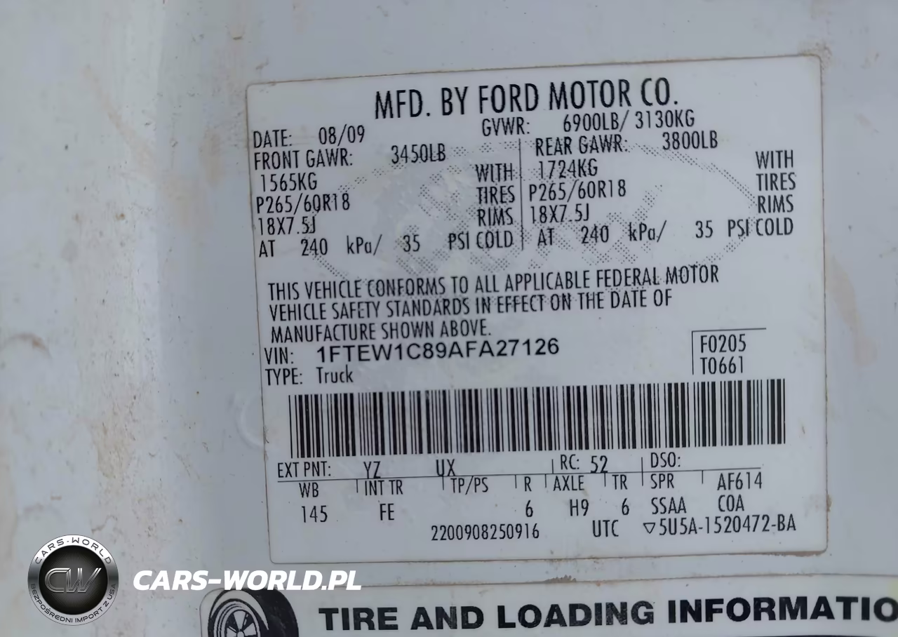2010 Ford F-150 Fx2 Sport-Xl-Xlt VIN:1FTEW1C89AFA27126 - 9