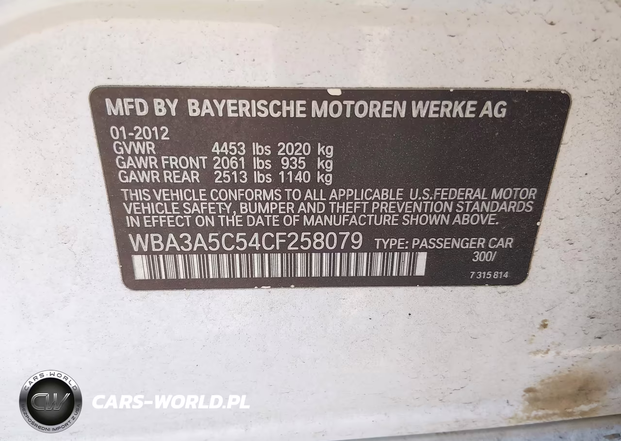 2012 BMW 328I VIN:WBA3A5C54CF258079 - 9