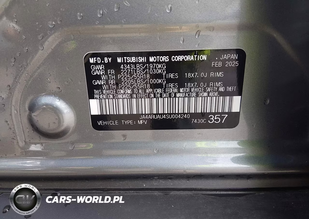 2025 Mitsubishi Outlander Sport 2.0 Es Awc-2.0 Le Awc-2.0 S Awc-2.0 Se Awc-2.0 Trail Edition Awc VIN:JA4ARUAU4SU004240 - 9