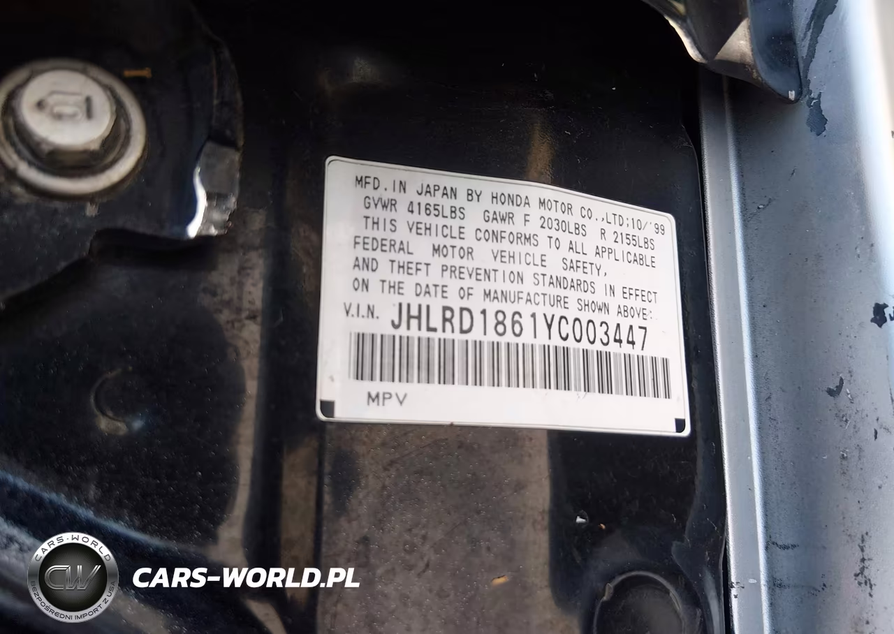 2000 Honda Cr-V Ex VIN:JHLRD1861YC003447 - 9