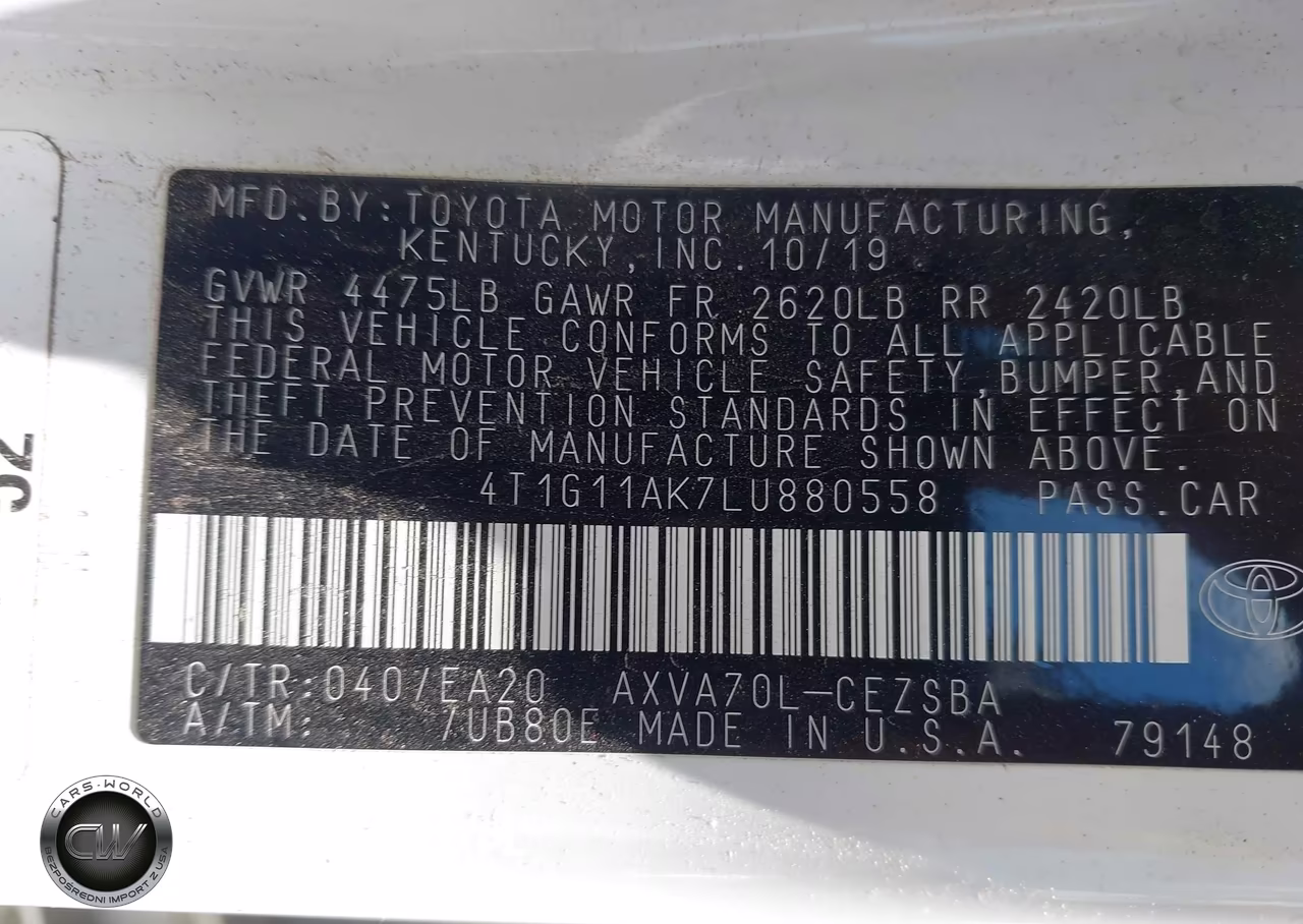 2020 Toyota Camry Se VIN:4T1G11AK7LU880558 - 9