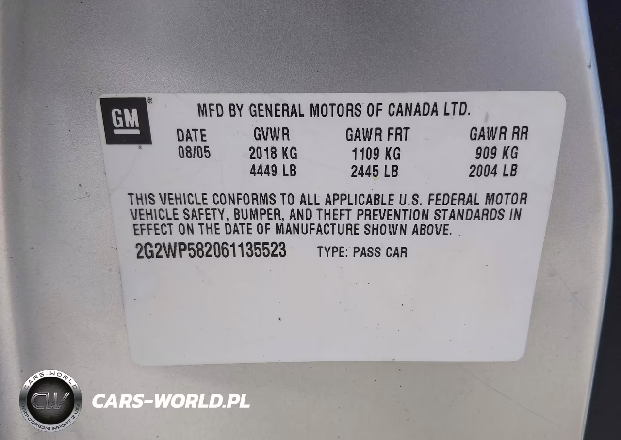 2006 Pontiac Grand Prix VIN:2G2WP582061135523 - 9