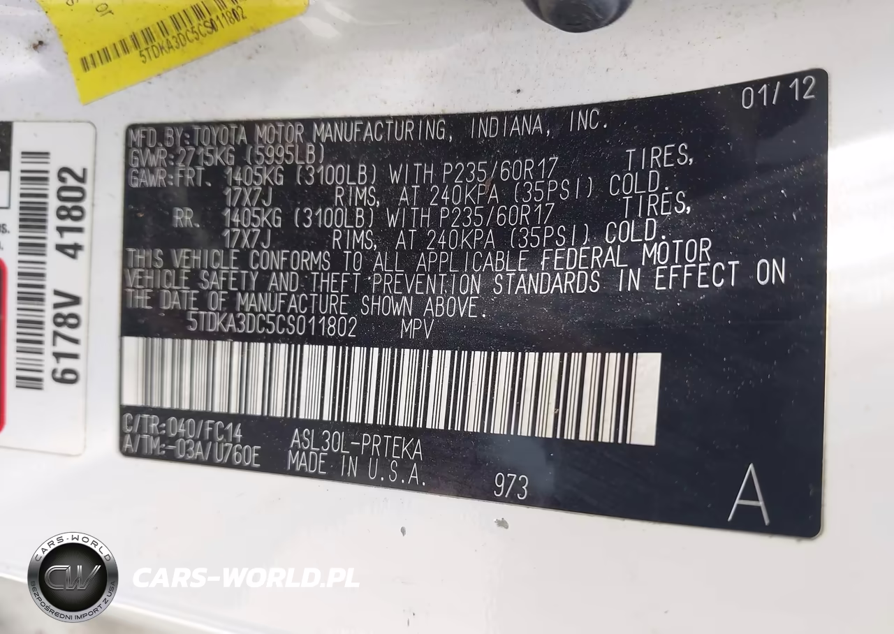 2012 Toyota Sienna Le 8 Passenger VIN:5TDKA3DC5CS011802 - 9