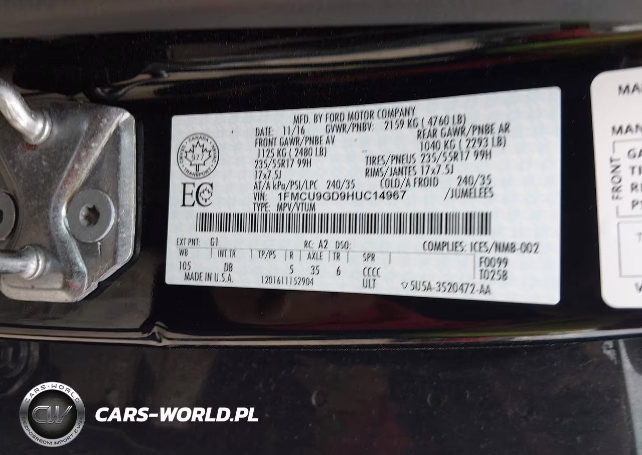 2017 Ford Escape Se VIN:1FMCU9GD9HUC14967 - 9