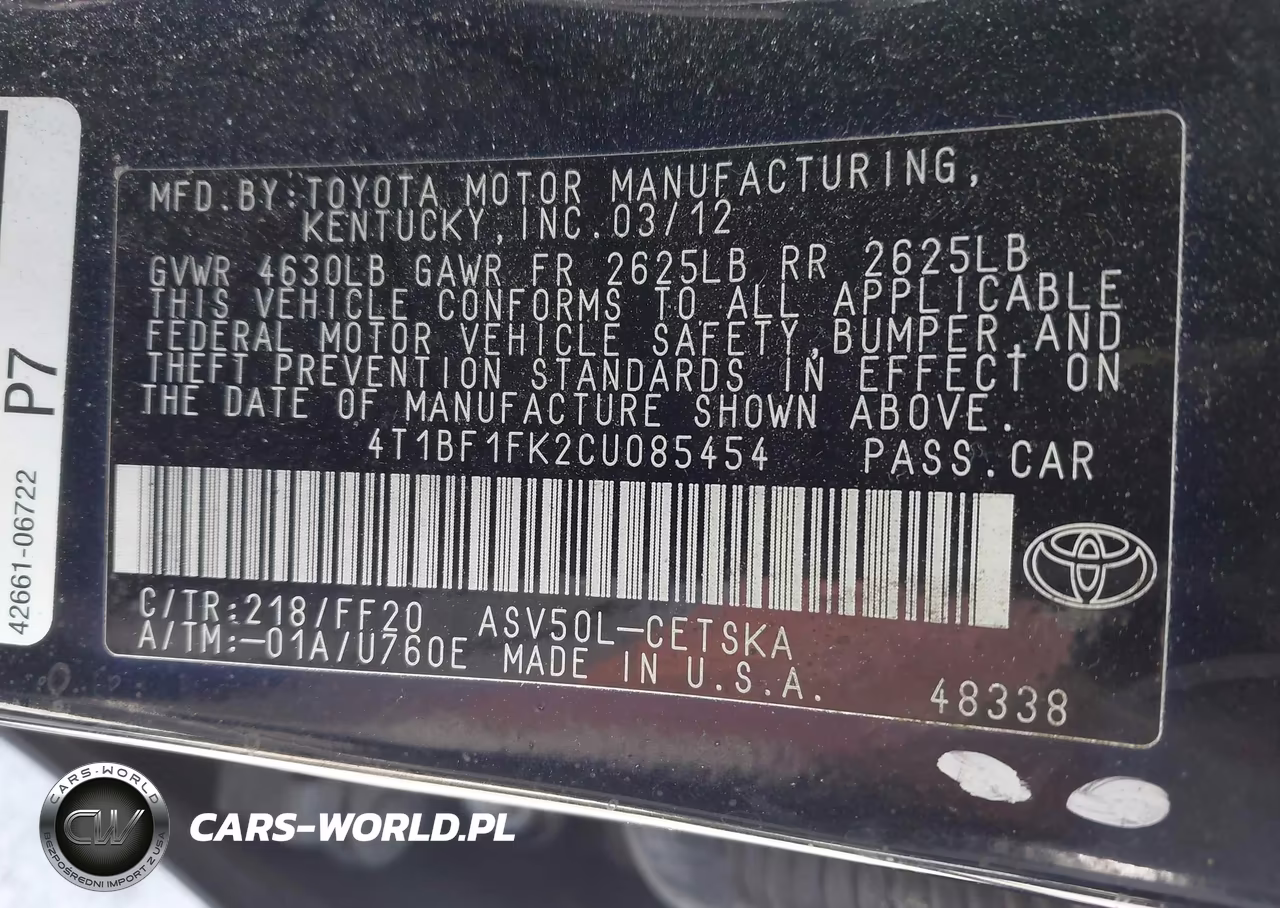 2012 Toyota Camry Se VIN:4T1BF1FK2CU085454 - 9